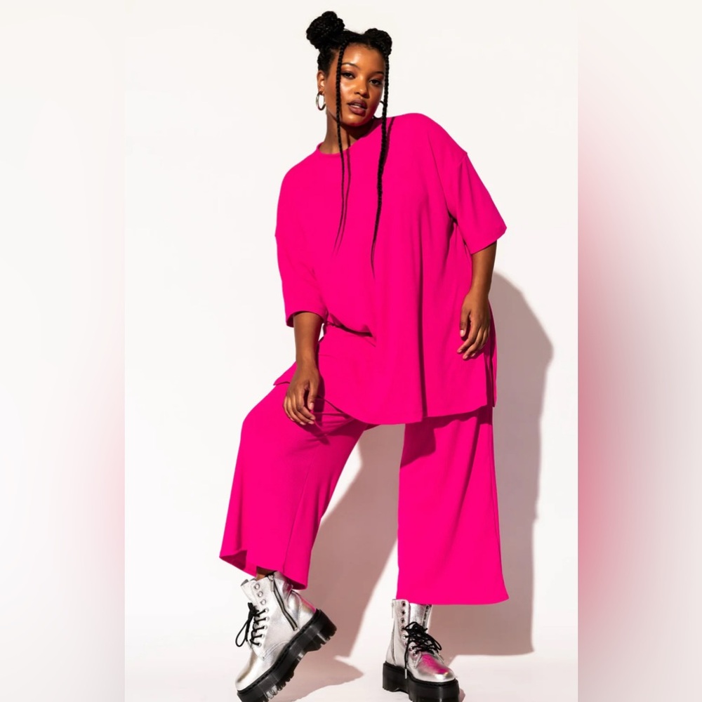 Lex Ribbed Playsuit in Hot Pink